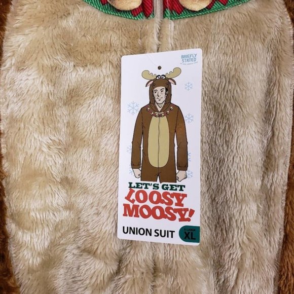 Christmas Moose Reindeer Adult Onsie Union Suit - Picture 4 of 9